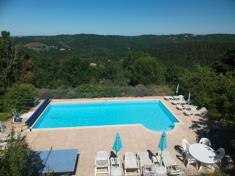 pool and views from above parasols closed